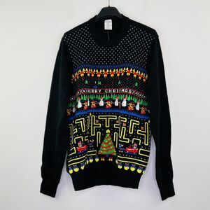 Holiday Classics Men's Medium Ugly Christmas Sweater Pac-Man Galaga Video Game
